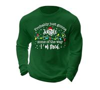 Christmas Formal Dress Shirt for Men Blouse Top Probably Just Gonna Jingle Some of The Way I'm Tired Christmas Shirt Men's Christmas Shirt Long Sleeve Crew Neck T Shirt for Holiday (Green, XXXXXL)