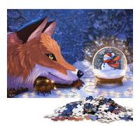 Christmas Fox And Snowman Snow Globe Puzzle 1000 Pieces Jigsaws Wooden Puzzles for Adults Family Entertainment Toys 1000pcs (75x50cm)