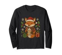 Christmas Fox with Cocoa and Gifts Cute Holiday Design Long Sleeve T-Shirt