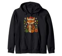 Christmas Fox with Cocoa and Gifts Cute Holiday Design Zip Hoodie