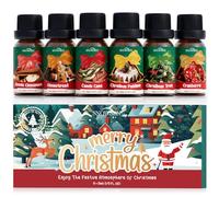 Christmas Fragrance Oil Set | Apple Cinnamon, Christmas Pudding, Candy Cane, Gingerbread, Cranberry, Christmas Tree Essential Oils for Diffuser, Winter Scented Oil Gift for Candle Making