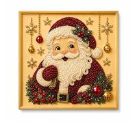 Christmas Framed Xmas Pearl Diamond Art Kit, Adult DIY Stress Relief Craft | 3D Light Reflect Pearl Beads Full Tool Pack, Simple Symbol Canvas Art for Indoor Wall Holiday Party Decor Gift