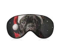 Christmas French Bulls Dog Eye Masks for Sleep Adjustable Poinsettia Snowf