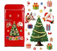 Christmas Fridge Magnet,Christmas Tree Decoration Magnetic Stickers,Elk Santa Claus Refrigerator Magnets Decor,Christmas Refrigerator Magnets, for Garage Door Car (D)