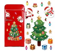 Christmas Fridge Magnet,Christmas Tree Decoration Magnetic Stickers,Elk Santa Claus Refrigerator Magnets Decor,Christmas Refrigerator Magnets, for Garage Door Car (E)