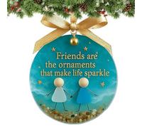 Christmas Friends Decorations | Sea Glass Pendant,Handmade Keepsake Christmas Tree Ornaments | for Partners Family College Book Club Travel Work Entryway Door Window Table