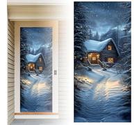 Christmas Front Door Decorations Cover, Christmas Fabric Door Cover With Elastic,Christmas Front Door Slip Cover Decorations,Christmas Elastic Fabric Front Door Cover (Multicolor E,1PC)