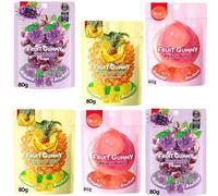 Christmas Fruity Gummy Burst - Peach, Pineapple & Grape Flavors - 80g Chewy Candy Treats - Holiday Fruit Gummies - Fun for Every Age -As (6 x Pack, Random Mixed)