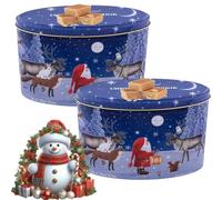 Christmas Fudge Gift Variety Tins - Pack of 2 - Festive Decorative - Includes Vanilla, Clotted Cream, Sea Salt & Caramel (Christmas Santa & Moon Vanilla Fudge Oval Tin 300g)