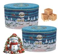 Christmas Fudge Gift Variety Tins - Pack of 2 - Festive Decorative - Includes Vanilla, Clotted Cream, Sea Salt & Caramel (Christmas Night Vanilla Fudge Short Oval Tin 300g)