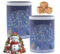 Christmas Fudge Gift Variety Tins - Pack of 2 - Festive Decorative - Includes Vanilla, Clotted Cream, Sea Salt & Caramel (Christmas Gifts Clotted Cream Fudge Oval Tin 250g)