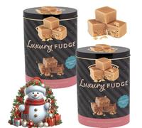 Christmas Fudge Gift Variety Tins - Pack of 2 - Festive Decorative - Includes Vanilla, Clotted Cream, Sea Salt & Caramel (ChristmasLuxury Fudge Tin 250g)