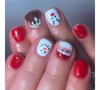 Christmas Full Covers Stick On Nails Elks Press On Snowman False Santa Artificial For Winter Snowman Full Cover Stick On Nail Christmas False Elk Press On