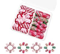Christmas Full Covers Stick On Nails Lines Press On Short Square False Glittering Artificial For Girl Christmas False Short Square Press On Full Cover Stick On
