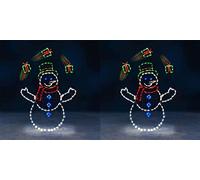 Christmas Fun Animated Snowball Fight Light String Christmas Outdoor Garden Snow Glowing Decorative Frame Sign Xmas Garden Patio Decor Indoor (Color : 2pcs 03) (2pcs 02)
