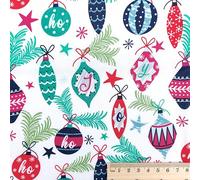 Christmas Fun Fabric Xmas Material - Half Metres & Metre Lengths (Colourful Baubles, 1 Metre)