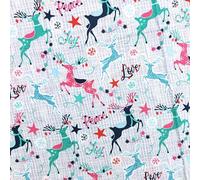 Christmas Fun Fabric Xmas Material - Half Metres & Metre Lengths (Grey Colourful Reindeer, 1 Metre)