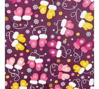 Christmas Fun Fabric Xmas Material - Half Metres & Metre Lengths (Plum Xmas Mittens, 1 Metre)