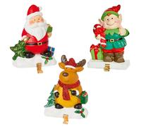 Christmas Fun Santa Stocking Hanger Holder Fireplace Mantle Hooks Decoration