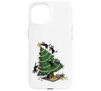 Christmas Funny Black Cats Xmas Tree Chaos Holiday Cat Lover Case for iPhone 15