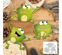 Christmas Funny Jumping Happy Pond Frogs Greeting Card Metal Die Cuts,Pine Leaf Flower Leaf Cutting Dies Cut Stencils DIY Scrapbooking Decorative Embossing Paper Scrapbooking Card Making