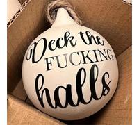Christmas Funny Offensive Bauble-Rude Baubles, 2.36" 3D Plastic Novelty Rude Christmas Tree Ball Hanging Ornaments, Rude Humor Christmas Ball Ornaments, Bauble Bundle Prank (Deck the Fucking Halls)