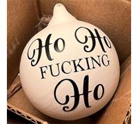 Christmas Funny Offensive Bauble-Rude Baubles, 2.36" 3D Plastic Novelty Rude Christmas Tree Ball Hanging Ornaments, Rude Humor Christmas Ball Ornaments, Bauble Bundle Prank (Ho Ho Fucking Ho)