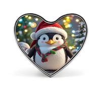 Christmas Funny Penguin Button Pin Heart Shape Alloy Lapel Pins Badges Novelty Funny Enamel Pins Personalized Pinback Button Badges Cute Heart Brooche for Jackets Bags