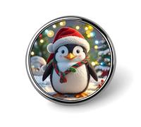 Christmas Funny Penguin Button Pin Round Alloy Lapel Pins Badges Novelty Funny Enamel Pins Button Lapel Personalized Pinback Button Badges Cute Brooche Pin for Backpacks Jackets Bags