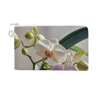 Christmas Funny Penguin Coin Purse Canvas Wallet Cute Change Purse Small Storage Bag with Zipper, Colorful Orchids Flower, One Size, Flowers and Animals
