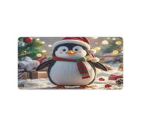 Christmas Funny Penguin Desk Pad Protector Large Waterproof Desk Mat Blotter Non-Slip Rubber Base Multifunctional Mouse Keyboard Gaming Pad Big Computer Mat for Home Office
