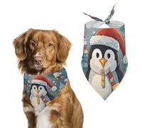 Christmas Funny Penguin Dog Bandanas for Feeding Grooming, Triangle Pet Bibs Washable Pets Scarf for Cats & Dogs