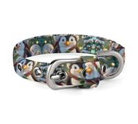 Christmas Funny Penguin Dog Collar with Buckle Adjustable Martingale Pet Collars Cute Female Male Puppy Collar Soft Waterproof Cat Collars for Small Medium Dogs