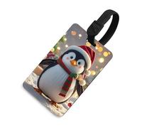 Christmas Funny Penguin Luggage Tag TPU Bag Tag Travel Airplane Essentials Personalized Luggage Tags Holder with Lanyard Name Id Identifier Card for Suitcase Backpack Toolbox