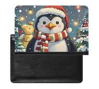 Christmas Funny Penguin Passport Holder ID Card Protector Case Holder Travel Pack Unisex-adult Waterproof Passport