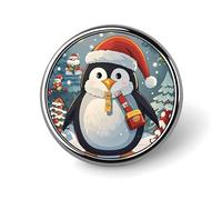 Christmas Funny Penguin Round Badge for Men Women, Durable & Stylish Lapel Pins, Lightweight Metal Badges for Shirts, Jackets, Hats