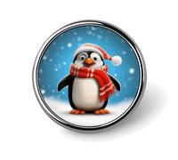 Christmas Funny Penguin Round Button Pin 1 Inch Metal Brooch Lightweight Lapel Badge with Smooth Edges Fade-Resistan Decorative Pin for Daily Outfits Backpacks Jackets And Gifts