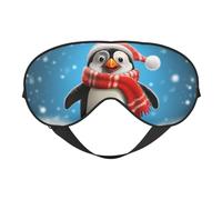 Christmas Funny Penguin Sleep Mask for Women & Men - Double-Sided Eye Mask with Adjustable Strap, Soft Silky Feel, Light-Blocking & Breathable for Travel, Nap, Shift Work, Yoga