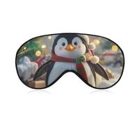 Christmas Funny Penguin Sleep Mask Light Blocking Eye Cover Polyester Eye Mask with Elastic Strap Blindfold for Side Sleeper Sleeping Masks Face Hugging for Women Men Travel