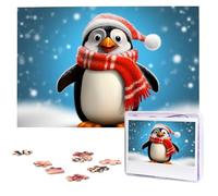 Christmas Funny Penguin Wooden Puzzles 1000 Pieces Personalized Jigsaw Puzzle For Adults Interesting Custom Photo Puzzles Gift For Holiday Birthday Wedding Anniversay