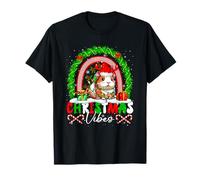 Christmas Funny Vibes Santa Reindeer Guinea Pig Xmas Rainbow T-Shirt