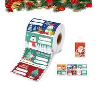 Christmas G-ift Tags & Wrapping Paper Set - Holiday Present Labels,Cute 500 PCS Christmas G-ift Tags,Holiday Present Labels,Jumbo Rolls Bulk with Self Adhesive Name Stickers (200pcs)