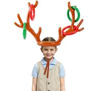 Christmas Games Eve Box Fillers Xmas Stocking Stuffers Party Toss Gadgets for Kids Adults,Inflatable Reindeer Antler Hat with Rings for Family Friends, New Year Holiday Party Activities Accessories