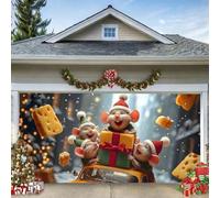 Christmas Garage Banner - Santa Claus, Xmas Tree & Gift Boxes Reusable Outdoor Holiday Yard for Home Cover For holiday cover christmas holiday christm Santa cover christmas Holiday For bud