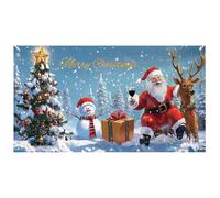 Christmas Garage Door Banner 7x16 Ft Merry Christmas Garage Door Cover with Grommets Large Outdoor Holiday Backdrop for Xmas Party and Winter Decorations, White