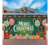 Christmas Garage Door Cover Decorations, Garage Christmas Buddy Banner Xmas Snow Santa Hanging Decoration Photography Wall Backdrop for Xmas Home Holiday Decor(Merry Christmas,8x7FT)