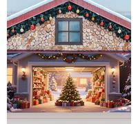 Christmas Garage Door Cover Decorations, Santa's Workshop Store Backdrop Banner, Large Outdoor Holiday Decor Party Wall Background Indoor House Decoration(B,8x7FT)