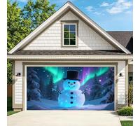 Christmas Garage Door Cover Large 3D Full Size Banner Hook And Loop Design | Realistic Garage Scene Illusion Design Backdrop for Single Bay / 1.5 Width / Double Wide / Dual Doors / Triple Bays