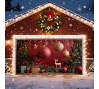 Christmas Garage Door Decoration, Christmas Banner for Garage Door Merry Christmases Wall Mounted Santa Snowman Elan Backdrops Garages Xmas Winter for Outdoor Indoor Wall Mural