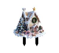 Christmas Garden Decorations Christmas Architecture Plan Wooden Sign Festive Home & Garden Holiday Atmosphere Insert For Season (A, 40X30CM)